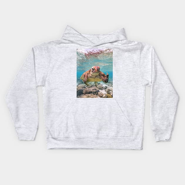 Funny Turtle Kids Hoodie by Alexander S.